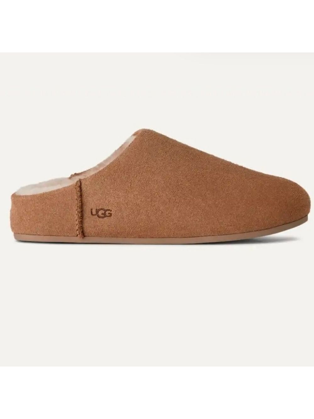 UGG Wpmens Chestnut Suede Sheepskin Lined Slip-On Slippers Cozy Comfort Sz 5
